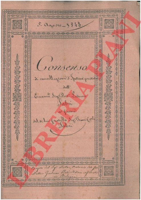 Consenso di cancellazione d'Ipoteca.