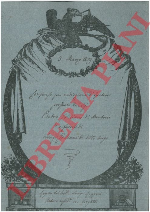 Consenso di radiazione d'ipoteca su fondi detti Rioveggio, Le Paine, …