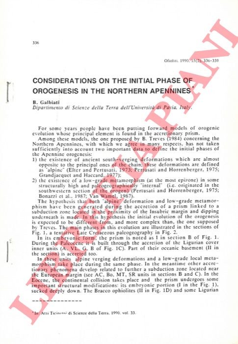 Considerations on the Initial Phase of First Orogenesis in the …