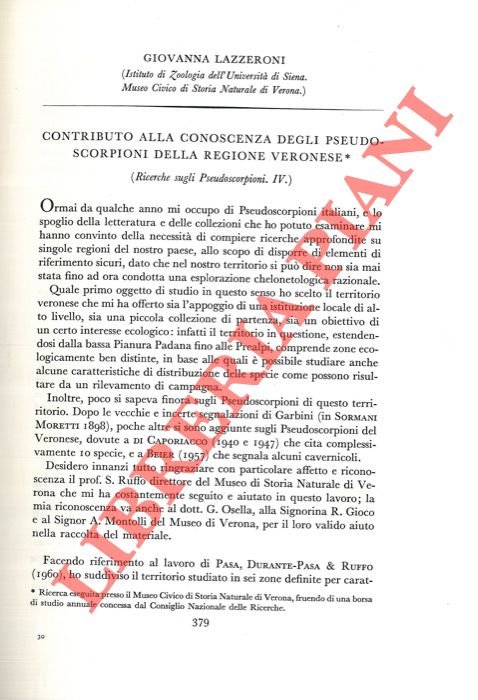 Contributo alla conoscenza degli Pseudoscorpioni della regione veronese. | Immagine Gallery 2