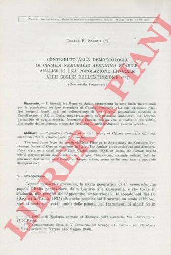 Contributo alla demoecologia di Cepaea nemoralius appennina stabile. Analisi di …