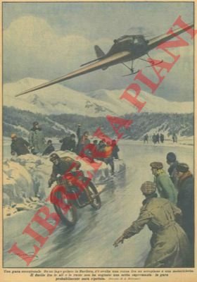 Corsa su un lago gelato tra un aeroplano e una …