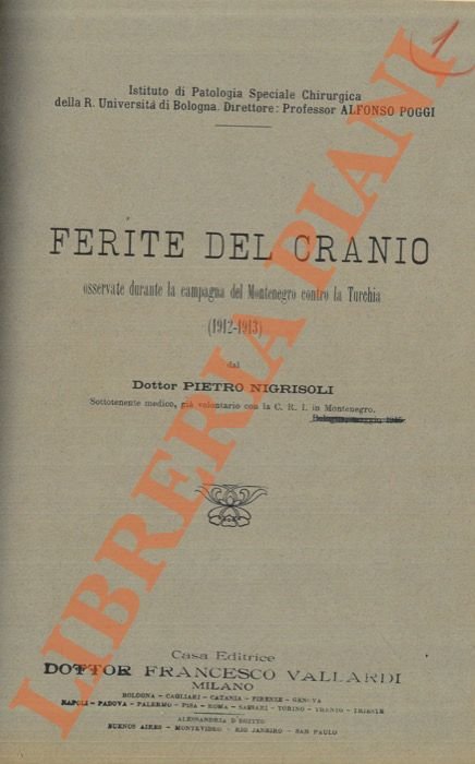 Curriculum vitae ed elenco-riassunto delle pubblicazioni del Dott. Pietro Nigrisoli.