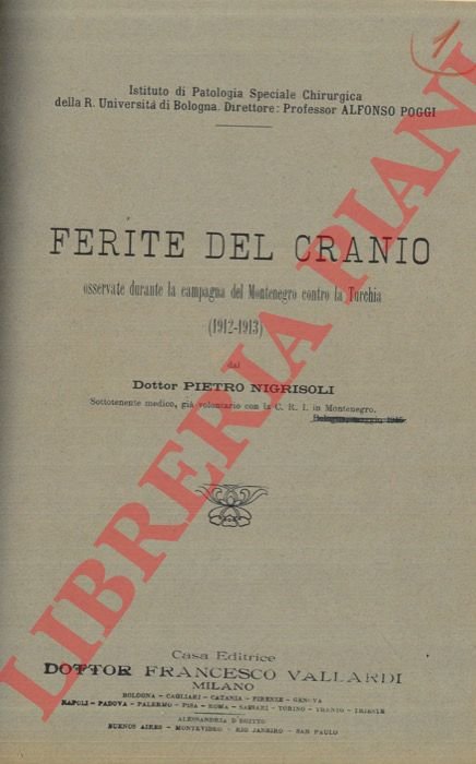Curriculum vitae ed elenco-riassunto delle pubblicazioni del Dott. Pietro Nigrisoli.