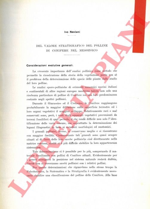 Del valore stratigrafico del polline di Conifere nel Mesozoico.
