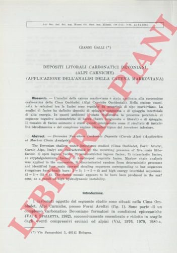 Depositi litorali carbonatici devoniani (Alpi Carniche) (Applicazione dell'analisi della catena …