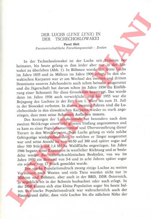 Der Luchs (Lynx lynx) in der Tschechoslowakei.