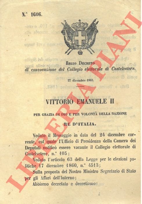 di convocazione del Collegio elettorale di Castelvetere.