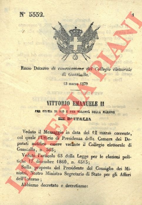 di convocazione del Collegio elettorale di Guastalla.