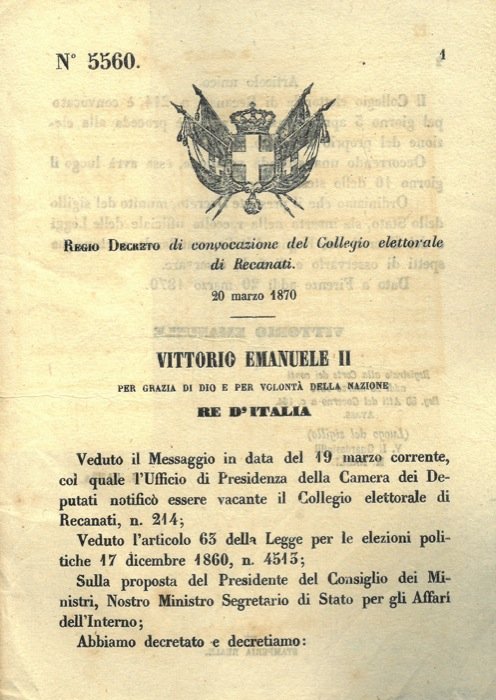 di convocazione del Collegio elettorale di Recanati.