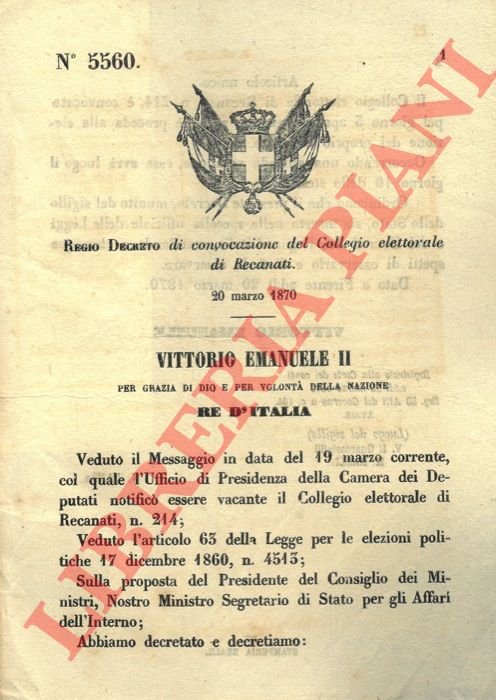 di convocazione del Collegio elettorale di Recanati.