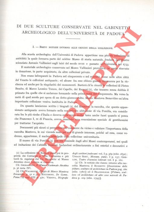 Di due sculture conservate nel Gabinetto archeologico dell'Università di Padova.