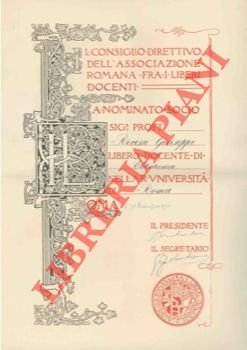 Diploma di socio dell'Associazione romana fra i liberi docenti.