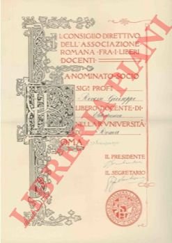 Diploma di socio dell'Associazione romana fra i liberi docenti.