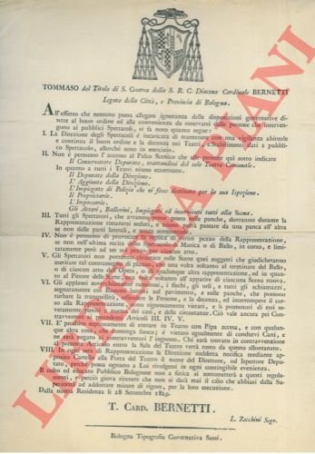 Disposizioni sul comportamento da tenersi nei Teatri e Spettacoli pubblici …