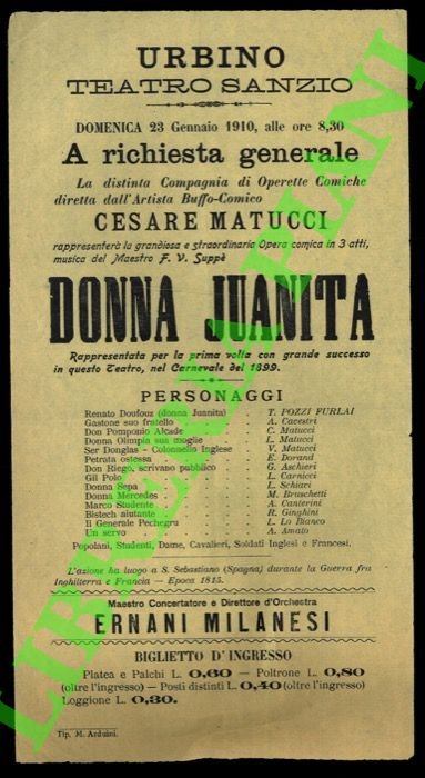 "Donna Juanita" di Suppè. Compagnia Operette Comiche diretta da Cesare …