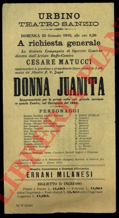 "Donna Juanita" di Suppè. Compagnia Operette Comiche diretta da Cesare …