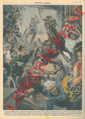 Due cavalli imbizzarriti che trainavano una carretta penetravano come bolidi …