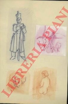 Due fogli di disegni con carboncini.