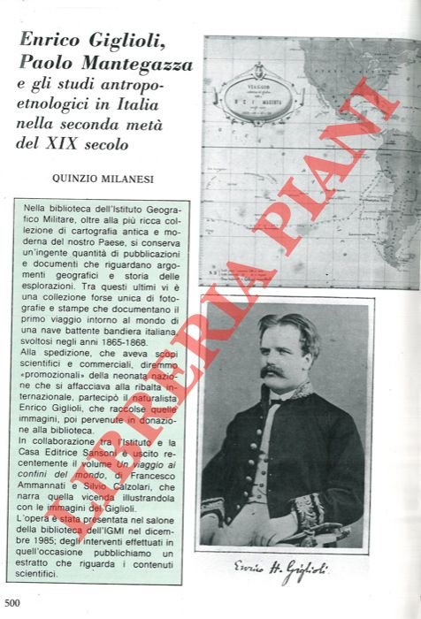 Enrico Giglioli, Paolo Mantegazza e gli studi antropoetnologici in Italia …