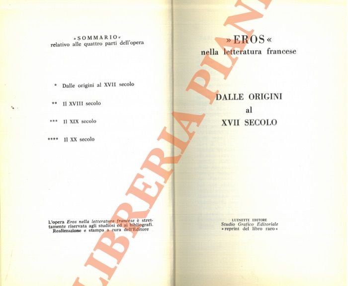 Eros nella letteratura francese. Dalle origini al XVII secolo.