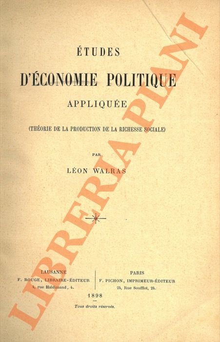 Etudes d'économie politique appliquée (théorie de la production de la …