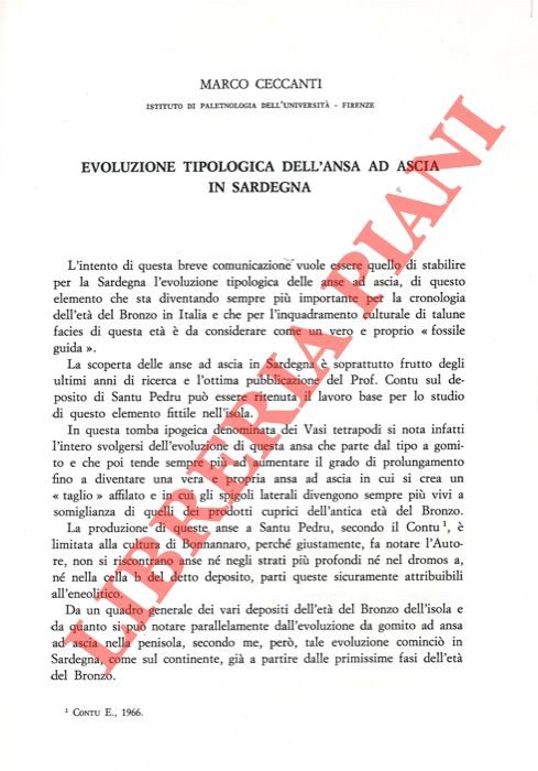 Evoluzione tipologica dell'ansa ad ascia in Sardegna.
