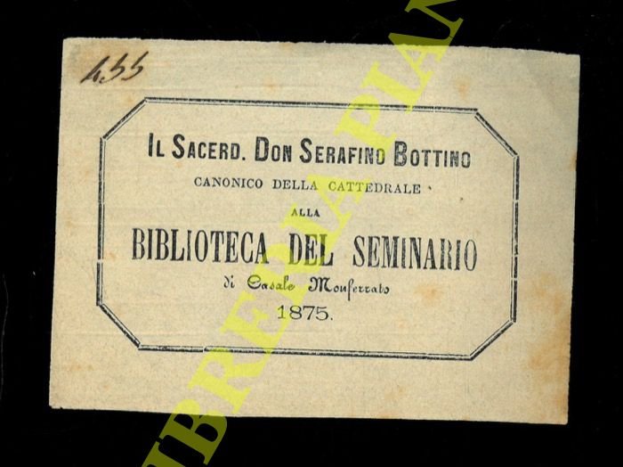 Ex libris : Biblioteca del Seminario di Casale Monferrato 1875. …