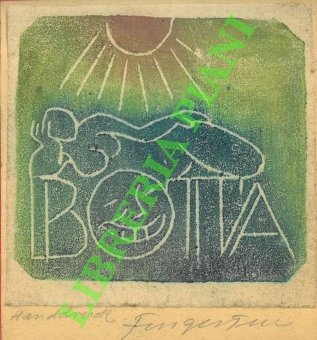 Ex libris Botta. Handruck. (Donna sdraiata sotto il sole).