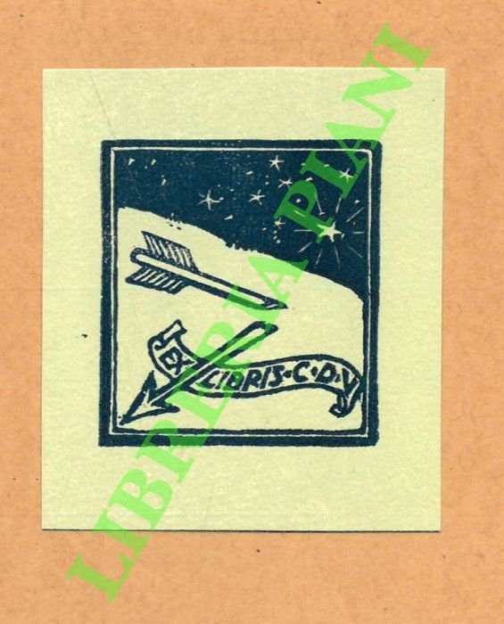 Ex libris C.D.V.: una freccia spezzata con cielo stellato.