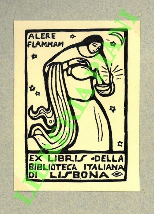 Ex libris della Biblioteca italiana di Lisbona.