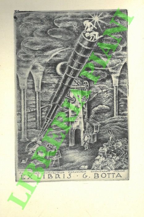 Ex libris G.Botta. Ail Herren Astronomen entdecken unbekannte Sterne