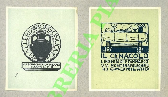 Ex libris Galleria Borgonuovo; ex libris Il Cenacolo, Libreria di …