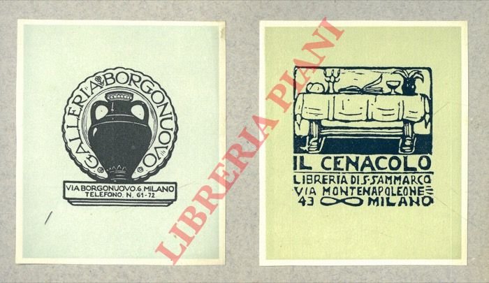 Ex libris Galleria Borgonuovo; ex libris Il Cenacolo, Libreria di …