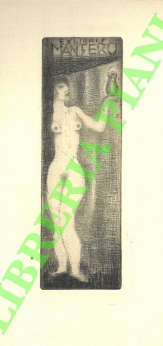 Ex libris Mantero. (Donna nuda in piedi con vaso)