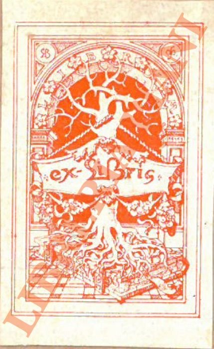 Ex libris senza nome: albero secco con radici.