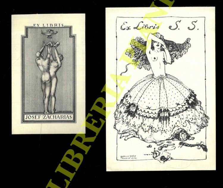 Ex libris : Tre foglietti con nudi di donne.