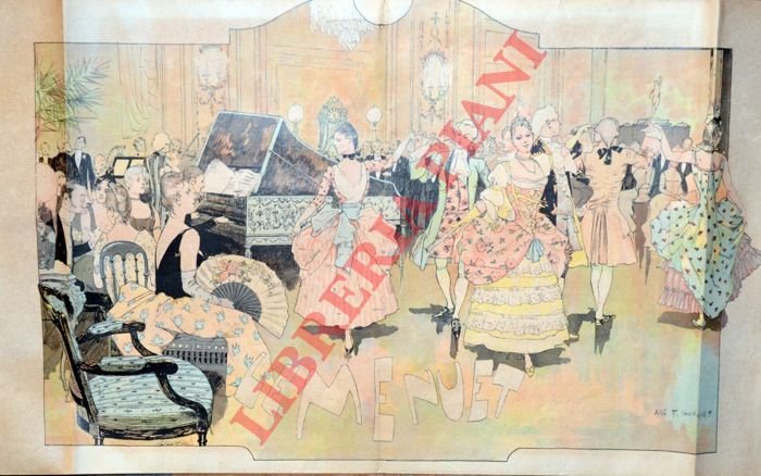 Fanciulle e cavalieri in costume settecentesco ballano al suono di …