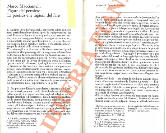Figure del pensiero. La poetica e le ragioni del fare.