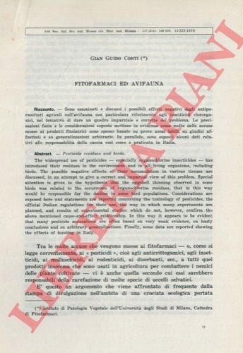 Fitofarmaci ed avifauna.