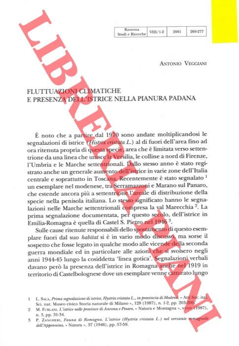 Fluttuazioni climatiche e presenza dell'istrice nella Pianura Padana.