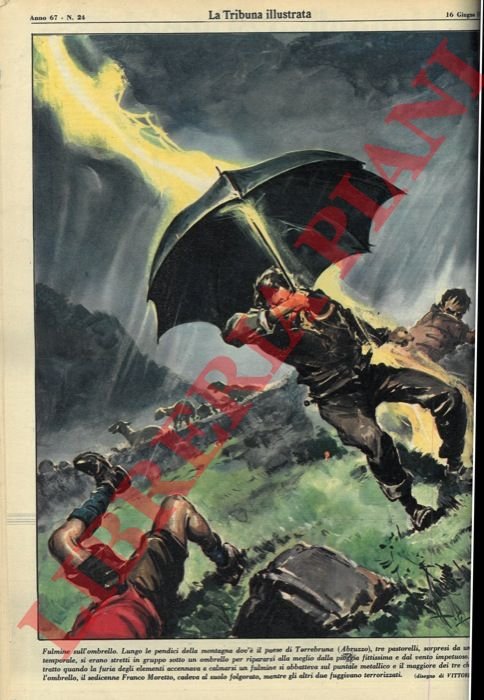 Fulmine sull'ombrello. Lungo le pendici della montagna dov'è il paese …