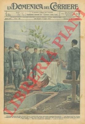 Gabriele D'Annunzio porge omaggio alla salma dell'eroico Maggiore Randaccio.