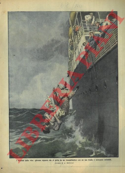 Giovane signora si getta da un transatlantico col suo bambino.