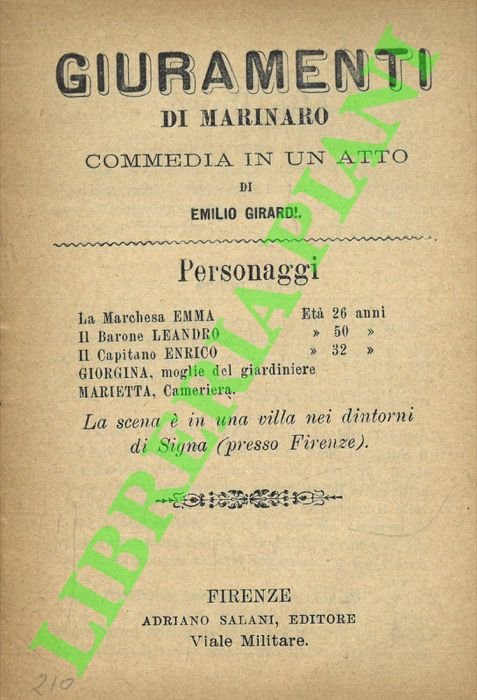 Giuramenti di marinaro. Commedia in un atto.