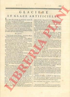 Glaciere et glace artificielle.