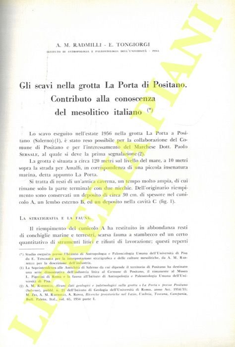 Gli scavi nella Grotta La Porta di Positano. Contributo alla …