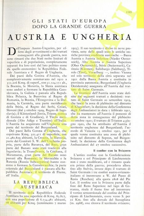 Gli Stati d'Europa dopo la Grande Guerra. Austria e Ungheria.