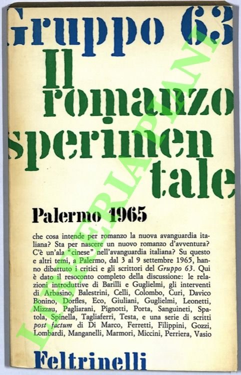 Gruppo 63: Il romanzo sperimentale. Palermo 1965.