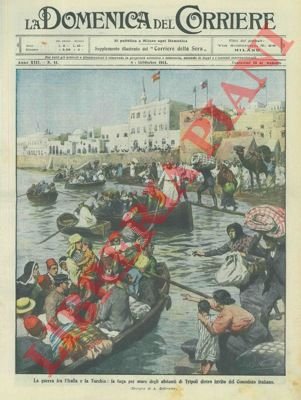 Guerra italo-turca : fuga via mare degli abitanti di Tripoli.